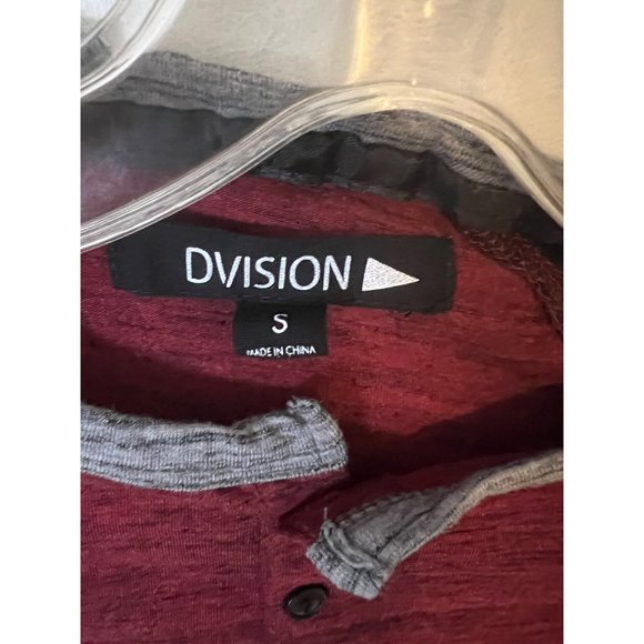 Dvision Henley T Shirt Mens Small Long Sleeve Burgandy Black 1/4 Button Up - Picture 6 of 10